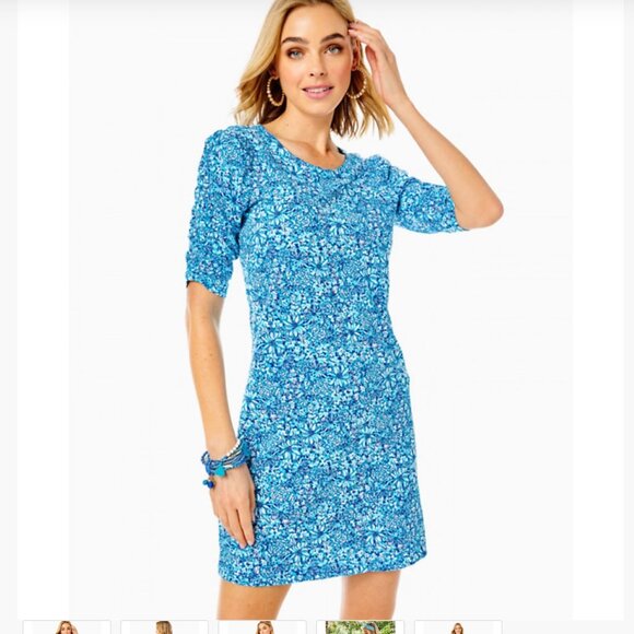 Lilly Pulitzer Belden Pima Cotton T-shirt Dress in Cumulus Blend Blooming Floral - Picture 1 of 10